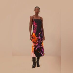 NEW Black Blurry Floral Lenzing™ Ecovero™ Viscose Slip Dress